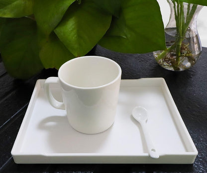 White Serving Tray (13.5 x 9.6 inch) for Serving Accessory, Elegant & Stackable Plastic Tray for Spa, Coffee, Drinks, Tea, Bar, Party, Seasoning, Perfume and Display Use.
