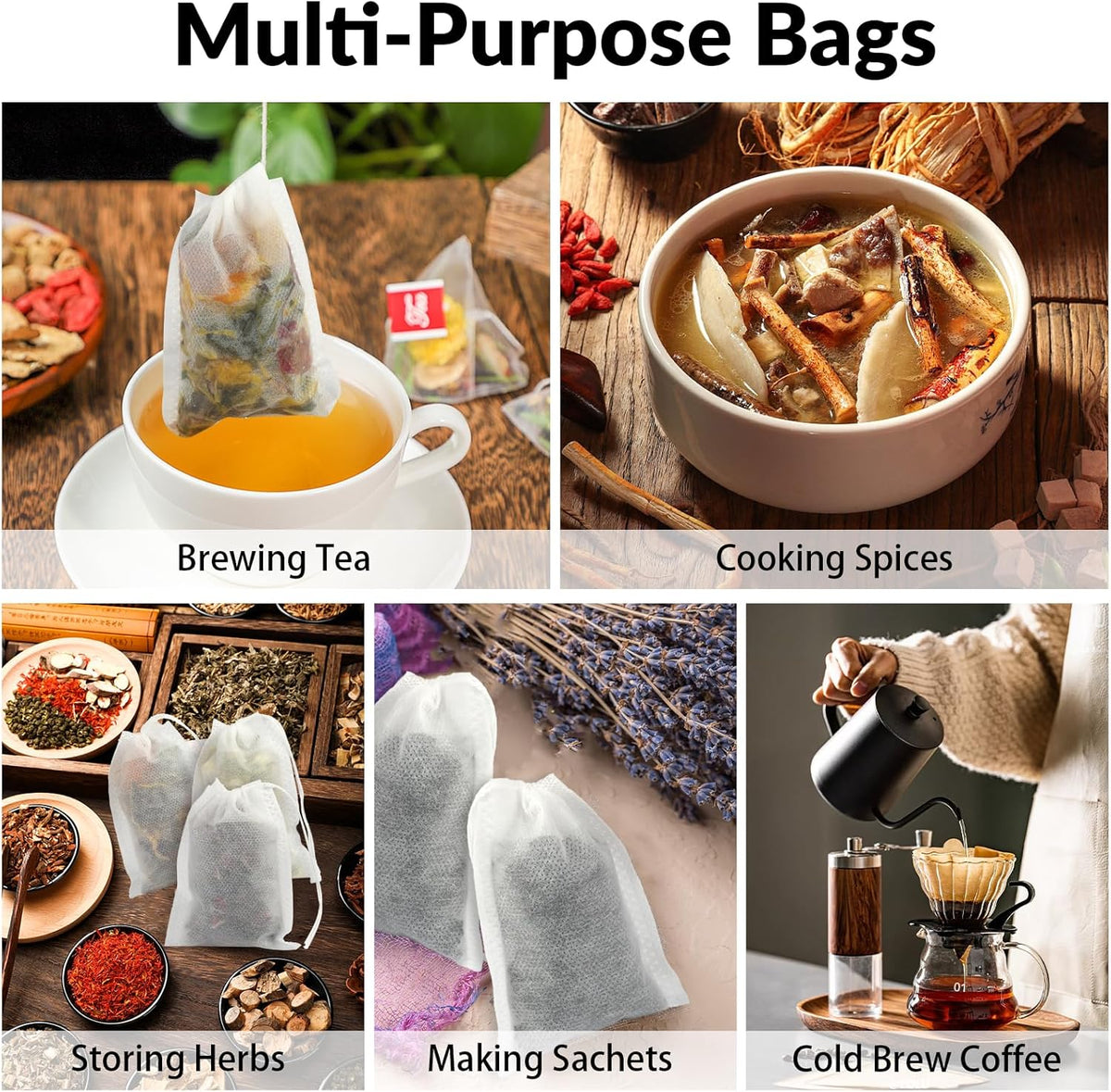 300 Pcs Disposable Empty Tea Bags for Loose Leaf Tea