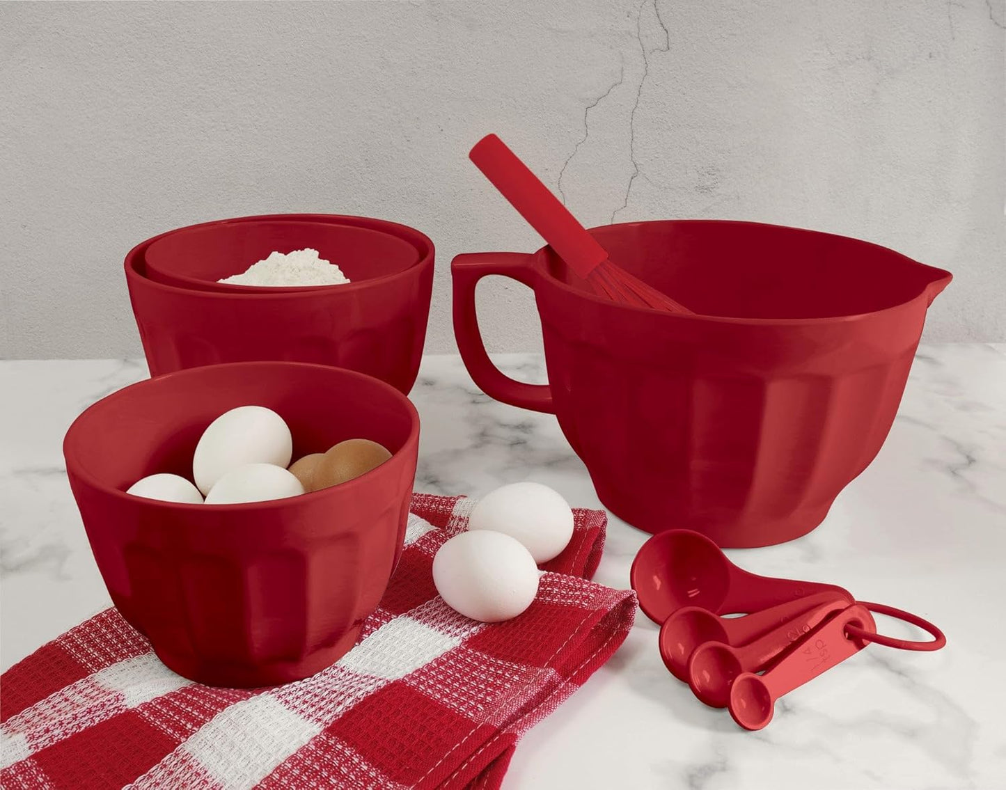 UP 4.3 Quart Latte Style Melamine Batter Bowl with Pour Spout and Handle, Professional Mixing Bowl with Non-Slip Base, Ideal for Pancake and Cake Batter, 11.5 x 8.75 Inch, Mint Blue