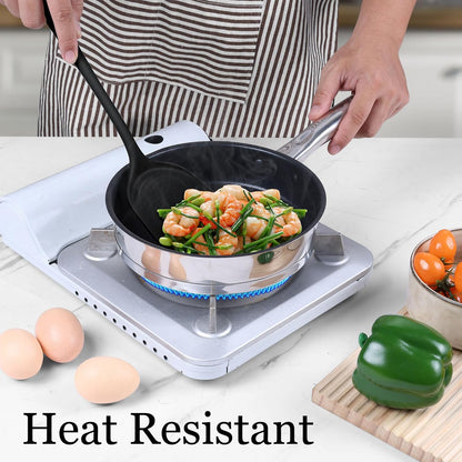 LIANYU Non-Toxic Silicone Kitchen Utensils Set, 8 Piece Non-Scratch Cooking Spoons & Spatulas, Stainless Steel Core, Heat Resistant & Dishwasher Safe, Khaki