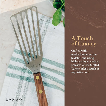 Lamson Fish Spatula, Slotted Metal Turner, 3 x 6 In, Right Hand | Ultra Durable composite handle, dishwasher safe; flexible stainless blade; a dedicated left-handed model is available