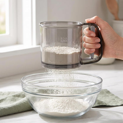 Cabilock Handheld Flour Sifter with Handle Fine Mesh Powder Strainer for Baking Flour Sugar Cocoa Powder Easy to Use and Clean for Home Restaurant Catering