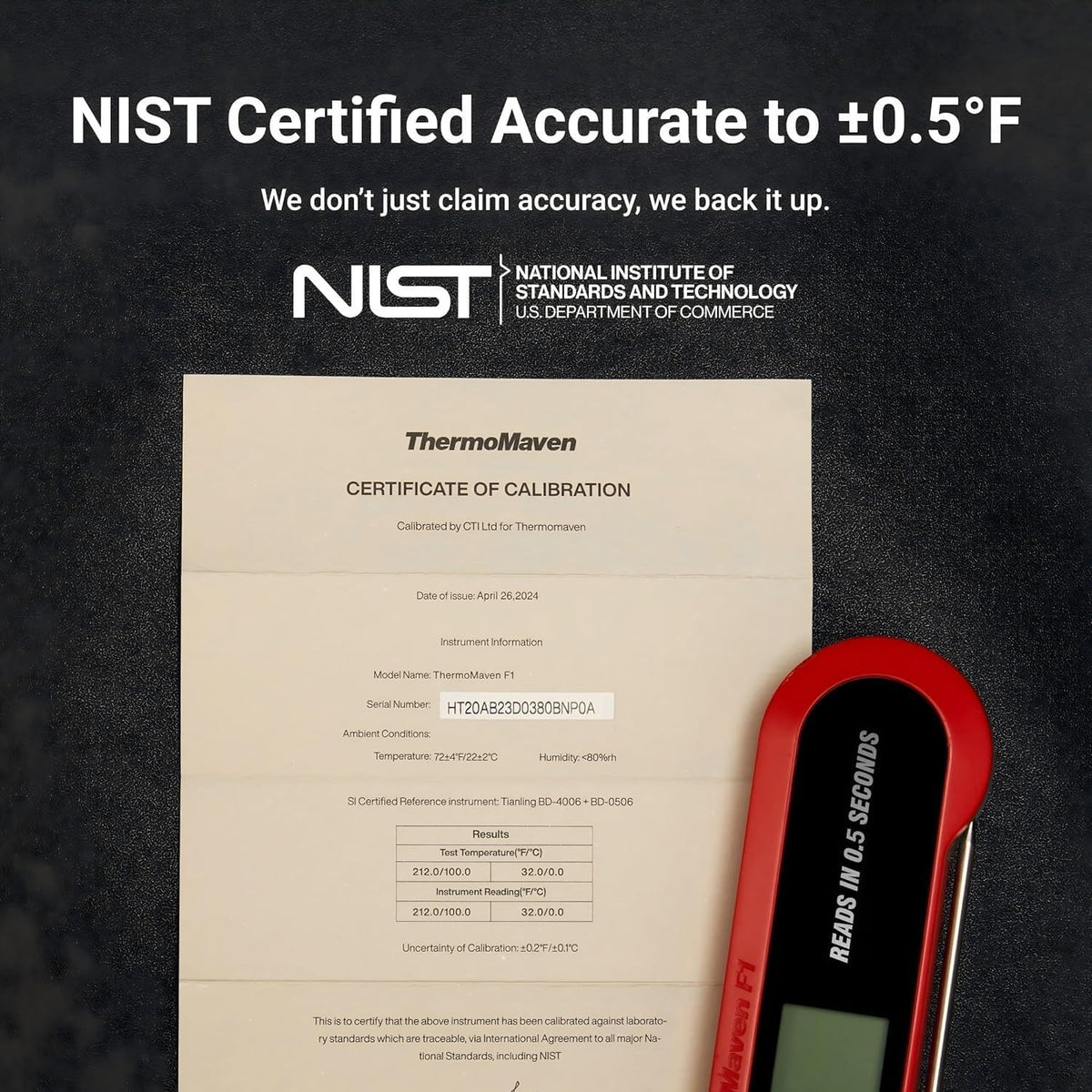 Professional 3X Faster 0.5sec Instant Read Meat Thermometer Digital, High Accuracy ±0.5°F, IP67 Waterproof, Auto Wake/Sleep & Rotate Display, NSF & NIST Certified, Backlight Fry Oil Candy Thermometer
