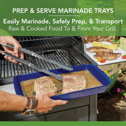 Tovolo Steak Marinating Container Large Grill Marinade and Prep Tray Set for Meat Veggies Burgers, Dishwasher Safe BBQ Marinating Tray with Cover for Thawing Prepping or Serving 17x10.5 in