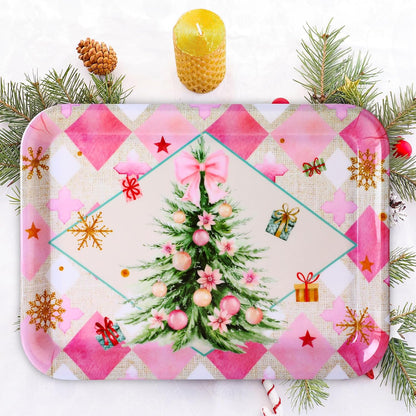 4 Pcs Valentine's Day Serving Tray 13 x 10 Inch Heart Reusable Serving Platter Melamine Dessert Plate Dish for Valentine's Day Party Decorations Supplies