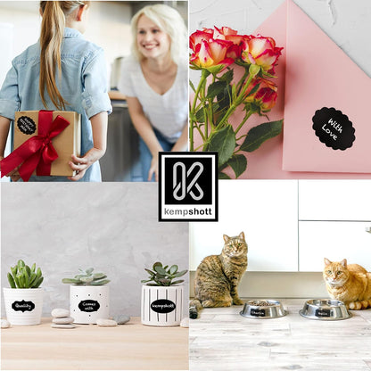 Chalkboard Labels for Jars 162pcs - Waterproof Reusable Chalk Sticker Labels for Containers Storage Jars - 12 Unique Shapes & 3 Sizes Includes Erasable Liquid Chalk Marker & Mini Towel (Pack of 162)