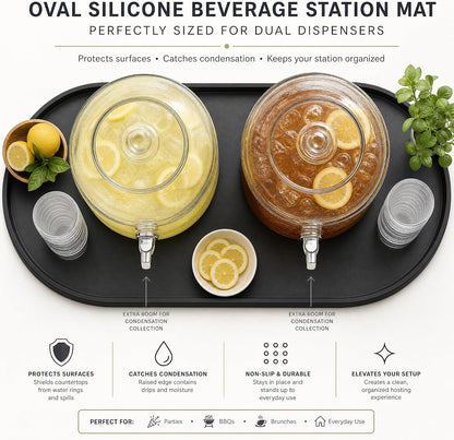 Drip Mat Fit for Drink Dispenser, Drip Tray for 2 Glass Drink Dispensers | Fits Dual Beverage Dispensers And Catches Drips, Condensation And Spills For Cleaner Party Tables And Drink Stations