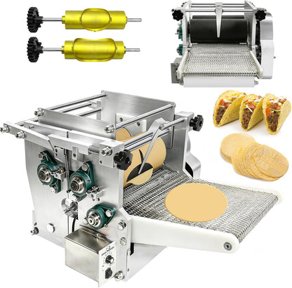 Electric Tortilla Maker with 2 Molds(4in/6in), Automatic Corn Tortilla Making Machine with Adjustable Customize Thickness (1.5-5mm), Non-Stick Coating, Chapatti Machine for Pita Tortilla Pizza (Gold)