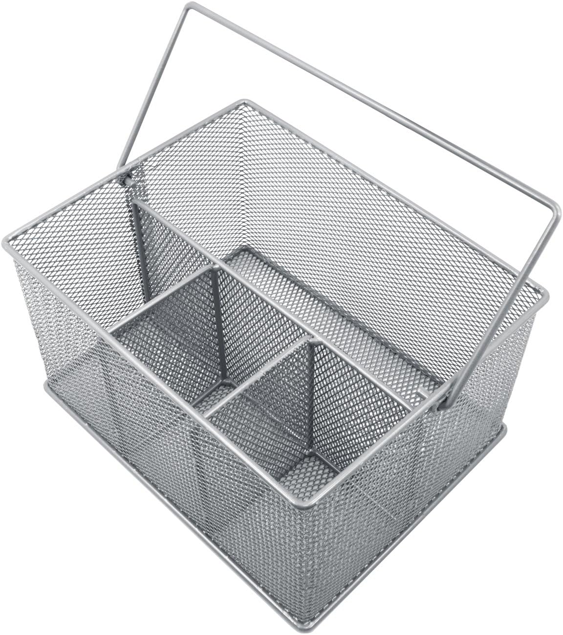Sorbus® Utensil Caddy — Silverware, Napkin Holder, and Condiment Organizer — Multi-Purpose Steel Mesh Caddy—Ideal for Kitchen, Dining, Entertaining, Tailgating, Picnics, and much more (White)