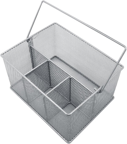 Sorbus® Utensil Caddy — Silverware, Napkin Holder, and Condiment Organizer — Multi-Purpose Steel Mesh Caddy—Ideal for Kitchen, Dining, Entertaining, Tailgating, Picnics, and much more (White)