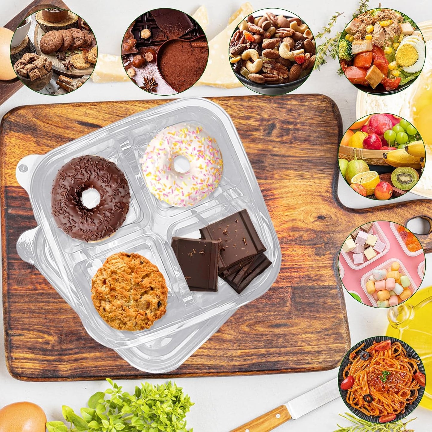 Haawooky 30 Pack Bento Snack Containers,2 compartments Lunchable Containers with Lids,Divided Food Containers for School, Work and Travel