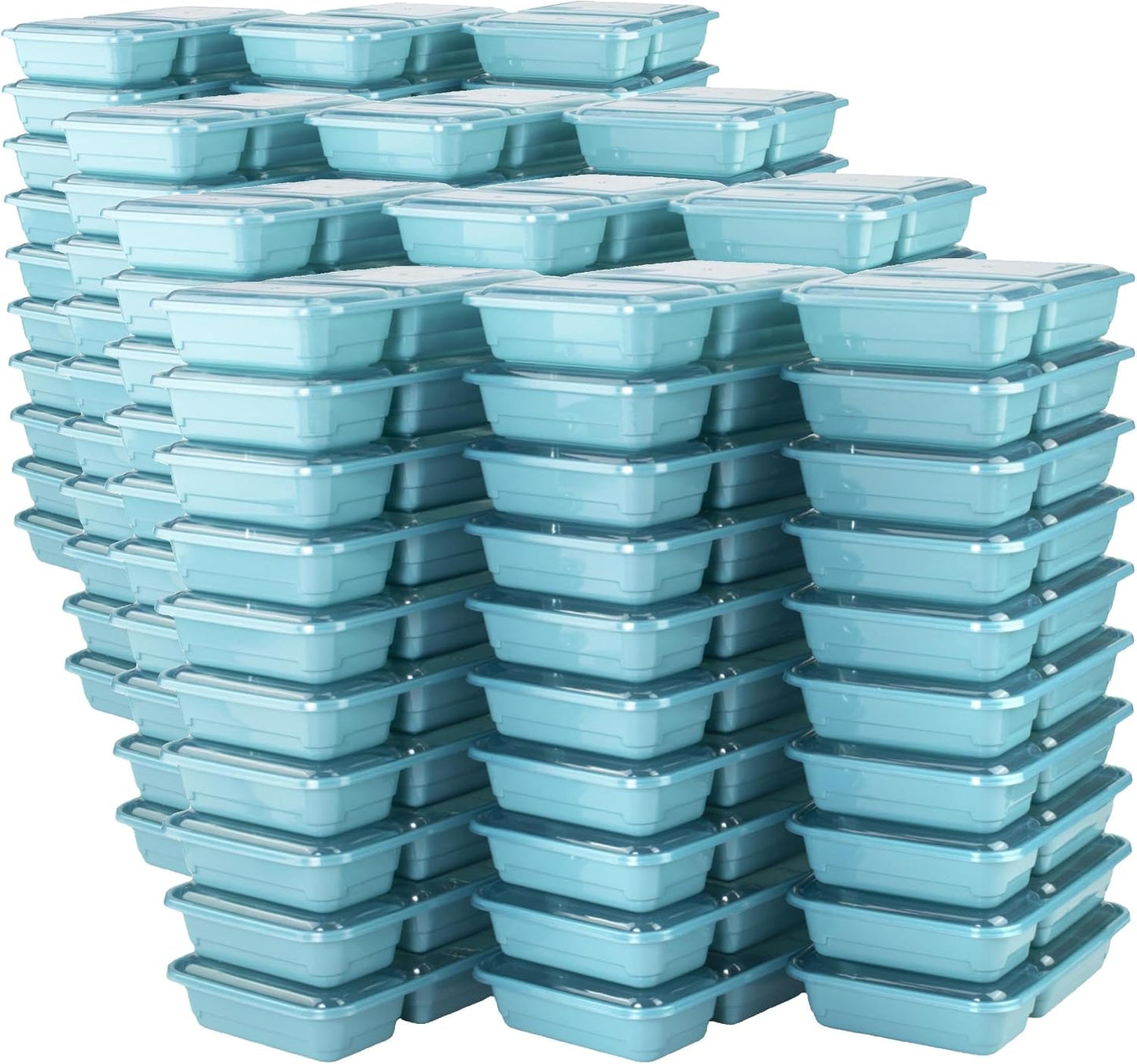 GoodCook Food Storage Containers for Meal Prep Rectangle Two Compartments & Made without BPA, 60-Piece Set, Teal