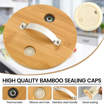 Rice Dispenser, Rice Storage Container：Flour and Cereal Container with Airtight Lid and Wooden Stand, Glass Food Storge Container for Kitchen Organization and Pantry Store (5L)