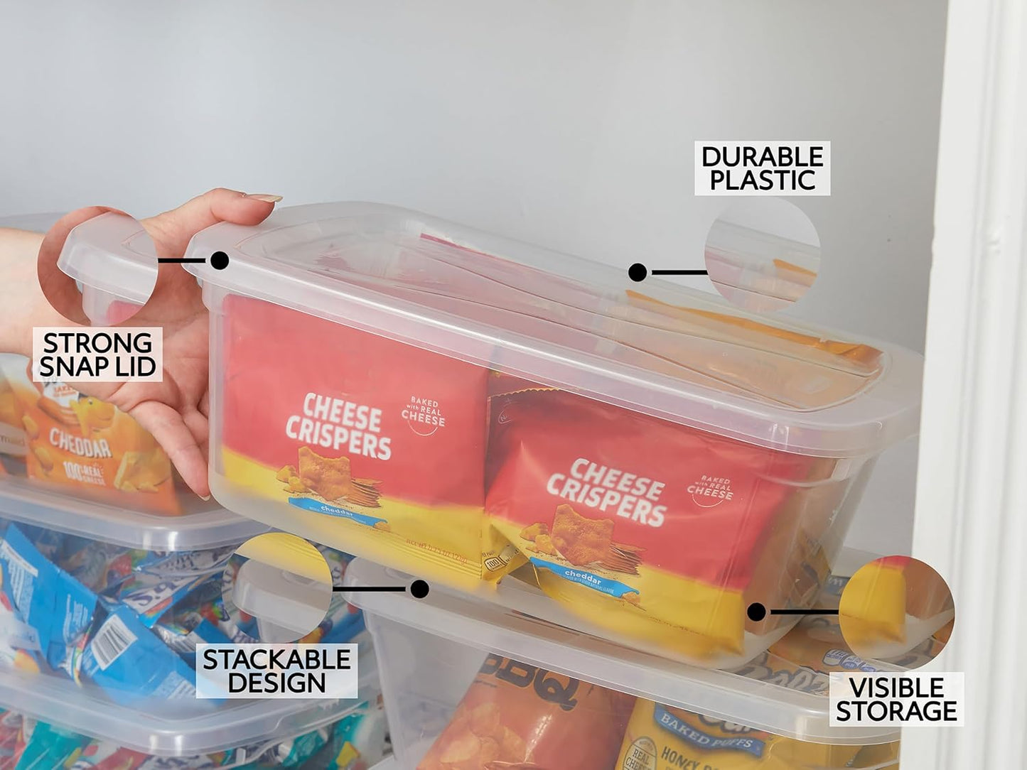 Rubbermaid Cleverstore 17 Qt Clear Storage Bins with Lids, 6-Pack, Stackable, BPA-Free, Made in USA