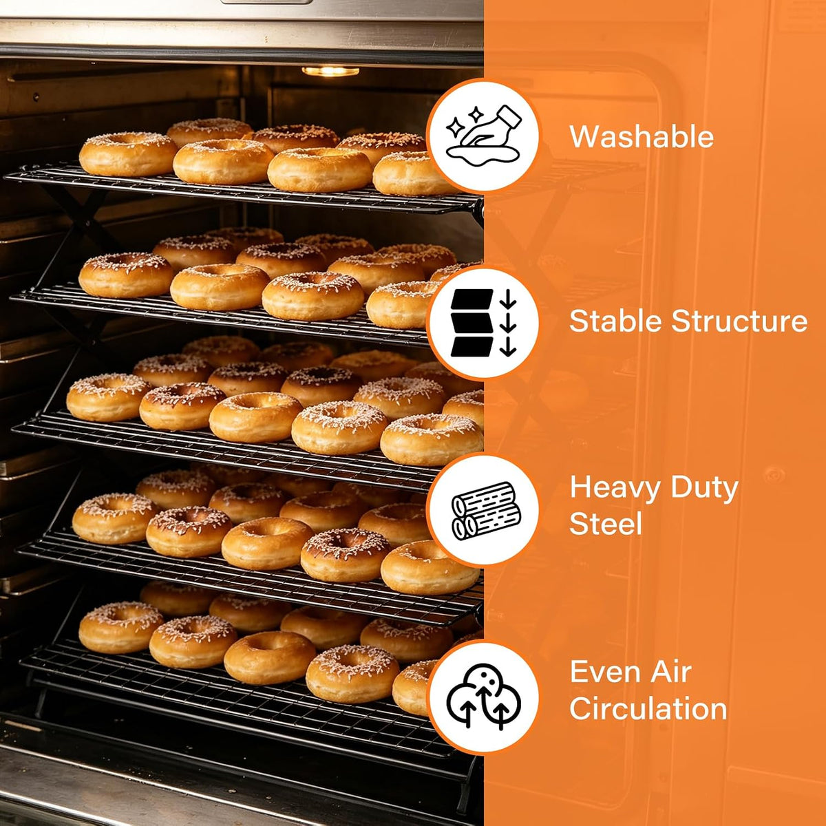 6 Tier Upgraded Collapsible Cooling Rack with Adjustable 3 Setting Design, Stackable Baking Rack with Clean Brush, Roasting Cooking Drying Wire Cooling Rack for Cookies Baking Roasting ＆ Grilling