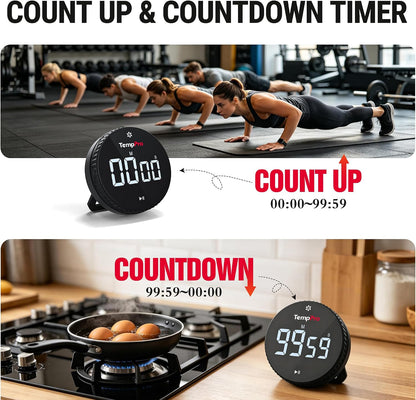 TempPro TM01 2-in-1 Kitchen Timers for Cooking with 12/24H Clock Mode