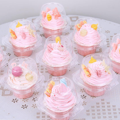 Cupcake Boxes Individual Cupcake Containers, 50 Packs Regular Single Cupcake Holder High Topping for Muffins, Thicker Stackable Plastic Cupcake Carrier for Party (50 pack)