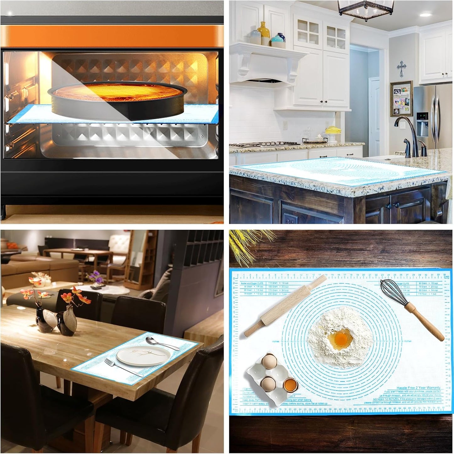 Non-slip Silicone Pastry Mat 36''By 24'' Nonstick Baking Mats Extra Large Counter Mat for Dough Rolling, Pastry, Pie Crust, Fondant, Cookies, Bread, Pasta, Pizza Mat