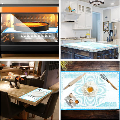Non-slip Silicone Pastry Mat 36''By 24'' Nonstick Baking Mats Extra Large Counter Mat for Dough Rolling, Pastry, Pie Crust, Fondant, Cookies, Bread, Pasta, Pizza Mat