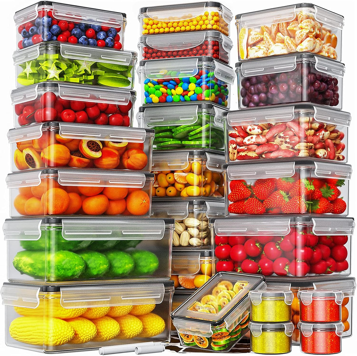 HOMETALL 40 PCS Food Storage Containers with Lids Airtight, 100% Leakproof Plastic Meal-Prep Containers Reusable(20 Containers & 20 Lids),Microwave and Dishwasher Safe, Includes Labels & Pen