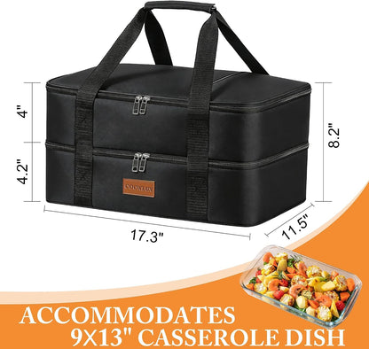 Insulated Casserole Carrier 9x13 Inch, Durable Nylon, Leak-Proof Casserole Dish Carrier, Casserole Carriers for Hot or Cold Food (Christmas)