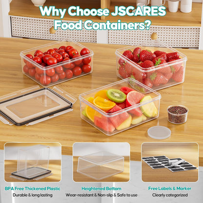 JSCARES 62 PCS Large Food Storage Containers with Lids Airtight (31 Lids & 31 Containers)- Reusable Plastic Leakproof Meal-Prep Container for Kitchen Storage Organization Microwave/Dishwasher Safe