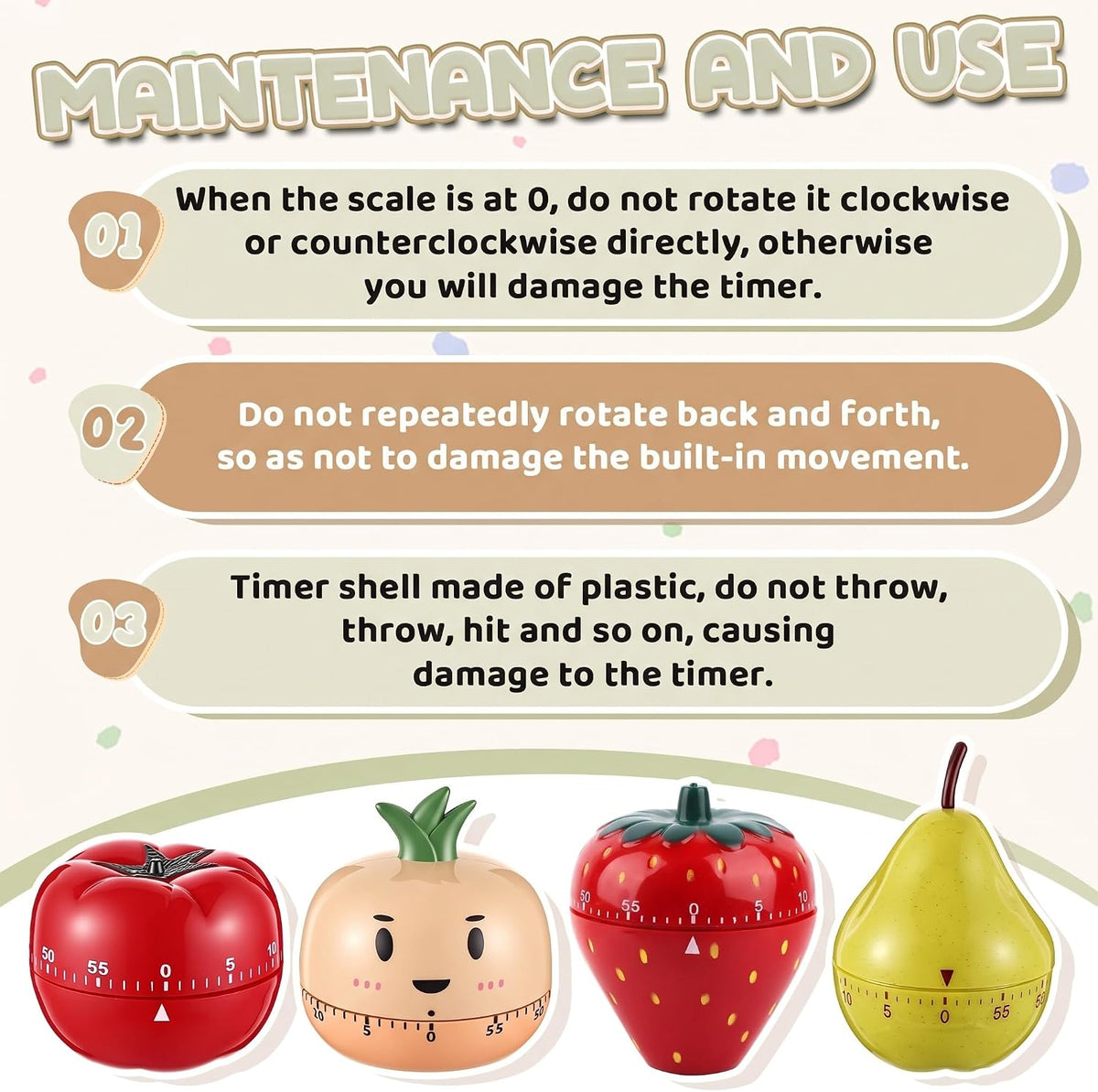 Amylove 4 Pcs Cute Mechanical Kitchen Timer Forest Animals 60 Minutes