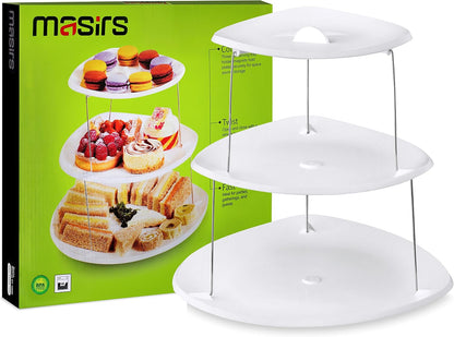 Masirs 3-Tier Collapsible Bowl: Decorative Design Folds for Minimal Storage. Ideal for Serving Snacks, Salad, and Fruit. Top Bowl Divided into Three Sections.