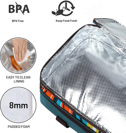 MIER Insulated Double Casserole Carrier Bag for Lasagna Lugger, Potluck Parties, Picnic, Beach, Fits 9 x 13 Inches Baking Dish, Casserole Dish, Expandable, Dark Blue