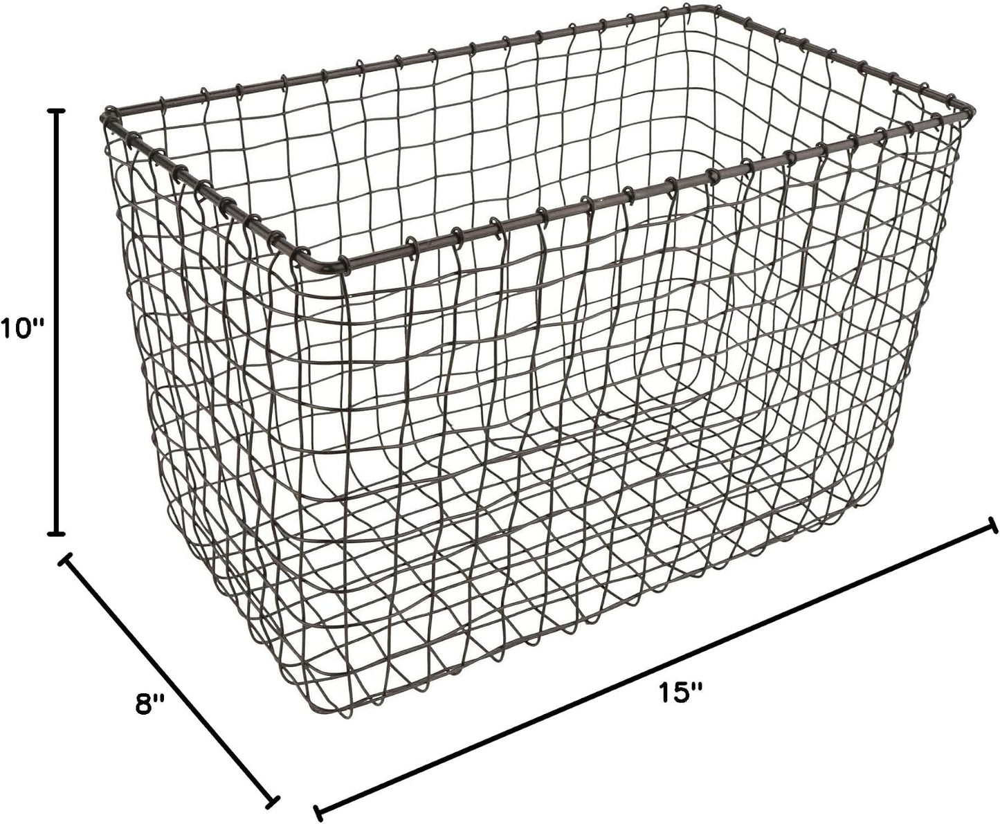 G.E.T. WB-315-MG Heavy Duty Iron Wire Utility Storage Basket/Bin with Handles, 11" x 8" x 8"