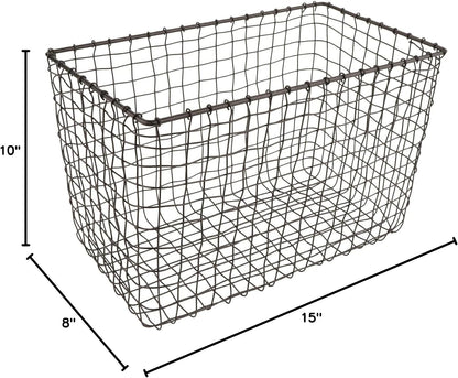 G.E.T. WB-315-MG Heavy Duty Iron Wire Utility Storage Basket/Bin with Handles, 11" x 8" x 8"