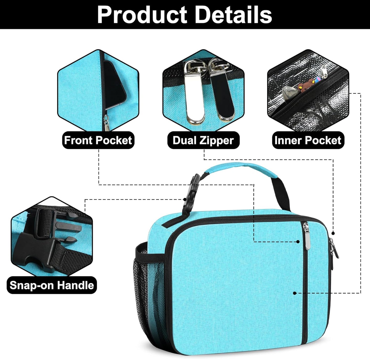 esouler Lunch Box Kids Insulated Lunch Bag for Boys & Girls Durable Children Lunchbox for School with Water Bottle Holder-Black