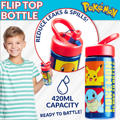 Pokemon Insulated Lunch Bag with Lunch Box Water Bottle Set for Kids 3 Piece School Snack Bag Pikachu Gifts for Kids (Yellow)