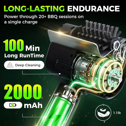 Electric BBQ Grill Brush - Cordless USB Rechargeable Grill Cleaning Brush with High-Speed Motor, Heavy Duty Stainless Steel Bristles, Automatic Barbecue Grate Cleaner Tool, Perfect BBQ Accessories