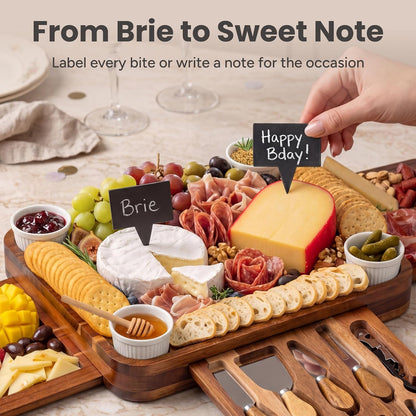 SMIRLY Charcuterie Boards Set - Large Bamboo Cheese Board Set - House Warming Gifts New Home, Wedding Gift for Couple, Bridal Shower Gift, Birthday Gifts for Women