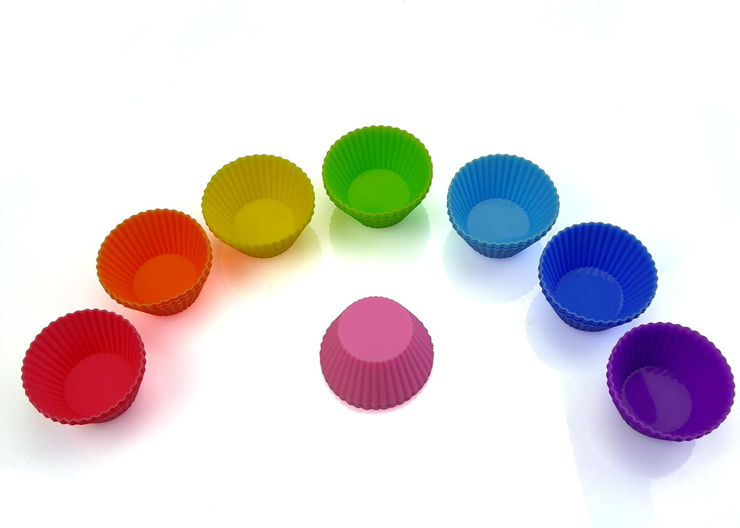 Silicone Cupcake Liners Reusable Silicone Baking Cups Nonstick Muffin Molds Easy Clean Silicone Muffin Liners, 24 Pieces in 8 Rainbow Colors