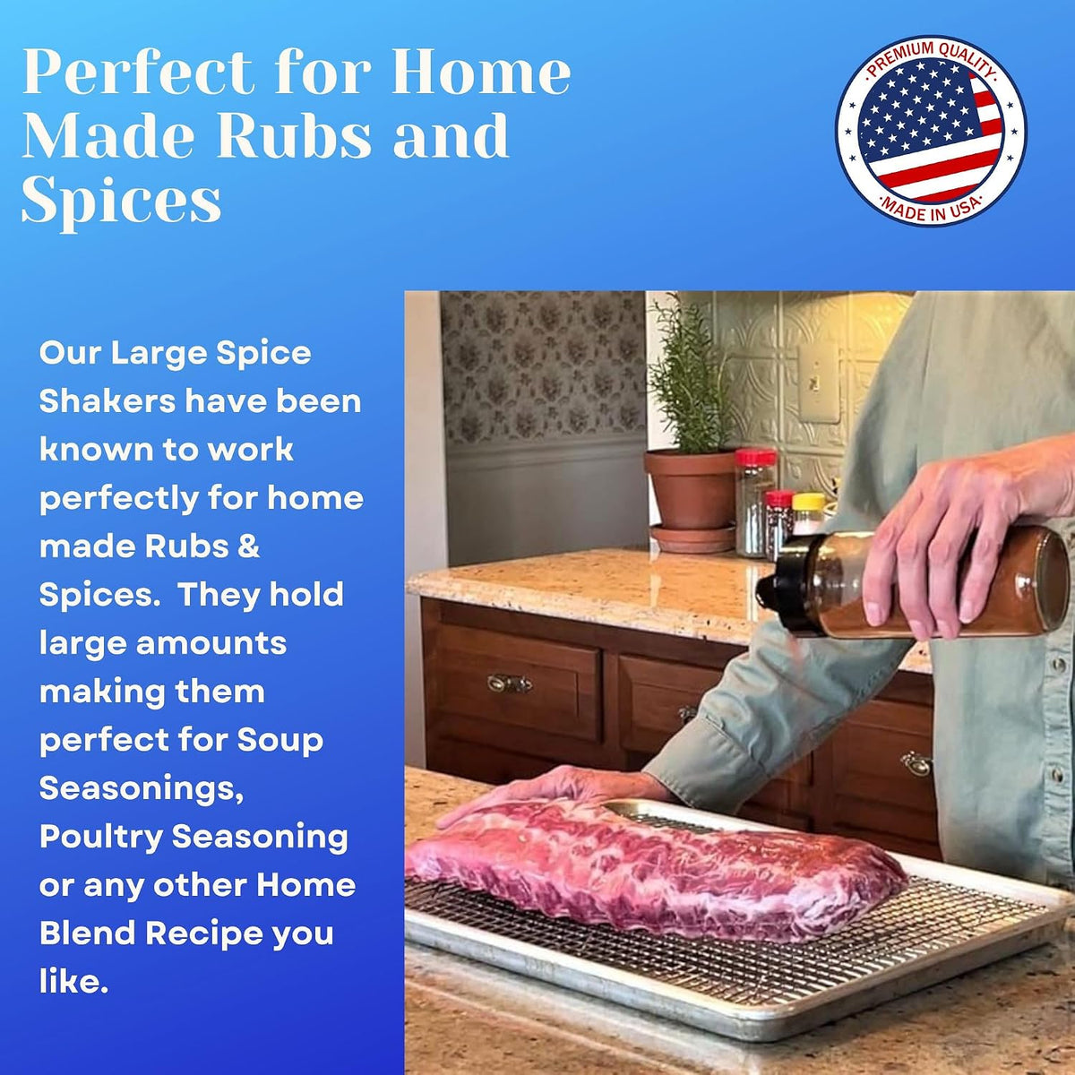 JARMING COLLECTIONS 16oz Glass Spice Shakers with Lids – Large Seasoning Containers with Shaker Tops for Kitchen, Pantry & Herb Storage