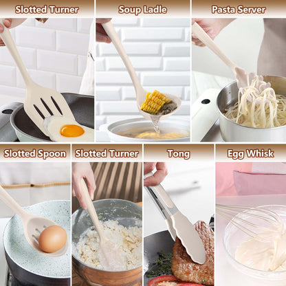 LIANYU 14 Pcs Silicone Kitchen Utensils Set with Holder, 446°F Heat Resistant Silicone Cooking Kitchen Utensils Spatula Set, Non-Stick & Dishwasher Safe Cooking Tools, Comfort Grip Handle, Black