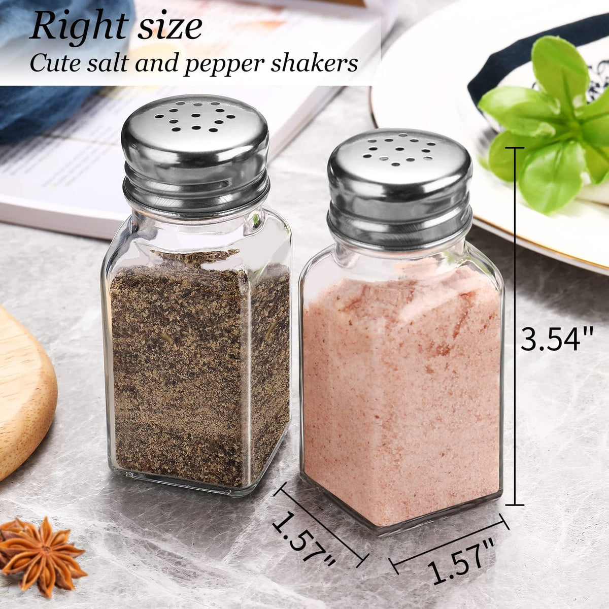 Salt and Pepper Shakers Set,Farmhouse Glass Spice Jars Kitchen Gadgets
