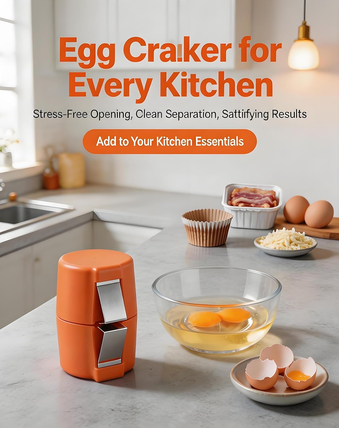 Egg Shell Opener,Raw Egg Cracker,Egg Cracker Tool for Raw Eggs
