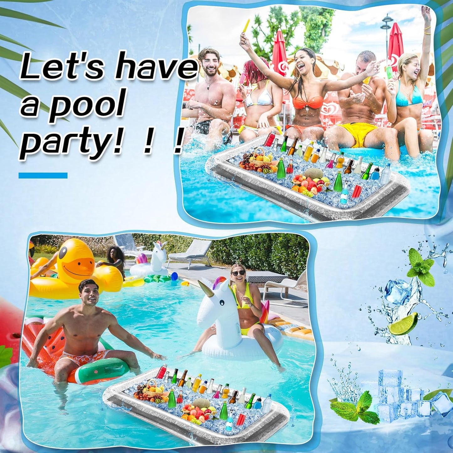 Leitee Inflatable Serving Bar with Drain Plug 52 x 24 x 5'' Inflatable Ice Serving Buffet Bar for Party Food Cooler Buffet Drink(Black,Basic Style)