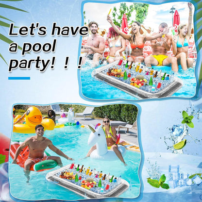 Leitee Inflatable Serving Bar with Drain Plug 52 x 24 x 5'' Inflatable Ice Serving Buffet Bar for Party Food Cooler Buffet Drink(Black,Basic Style)