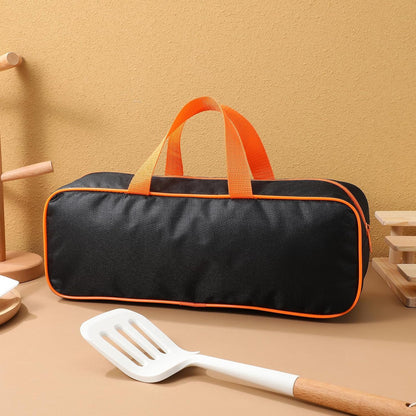 BBQ Tool Bag: Portable Grill Accessories Storage Tote for Grill Utensils Set, Large Capacity Oxford Tool Organizer for Outdoor Picnic, Camping & BBQ Party, 14.76 x 5.11 x 4.72 Inches