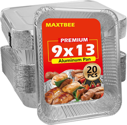 9x13 Aluminum Foil Pans with Lid, 10 Pack Disposable Trays Half Size Heavy Duty Tin Pans Deep Food Containers For Cooking, Meal Prep, Baking, Roasting, Chafing, Heating or Steam Table