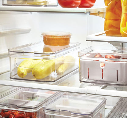 iDesign Stackable Fridge Organizer Bins with Lids for Fresh Produce - Set of 6 - Clear