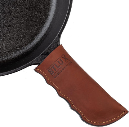 Leather Cast Iron Skillet Handle Cover Set of 2, Pan Handle Sleeve