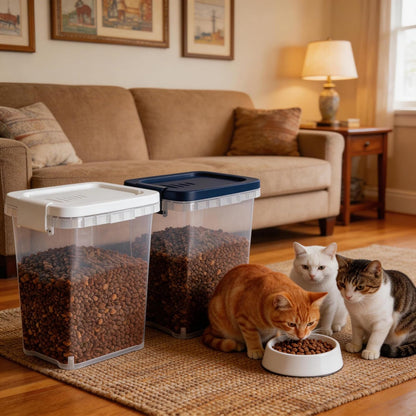 2 Pack Small Cat Food Storage Container with Wide-Mouth Pour Spout - 2Lbs/2.1QT Dog Pet Food Container for Cat Dog Food, Bird Seed, Chicken - Versatile Dry Food Bin Dispenser for Rice, Flour, Cereal
