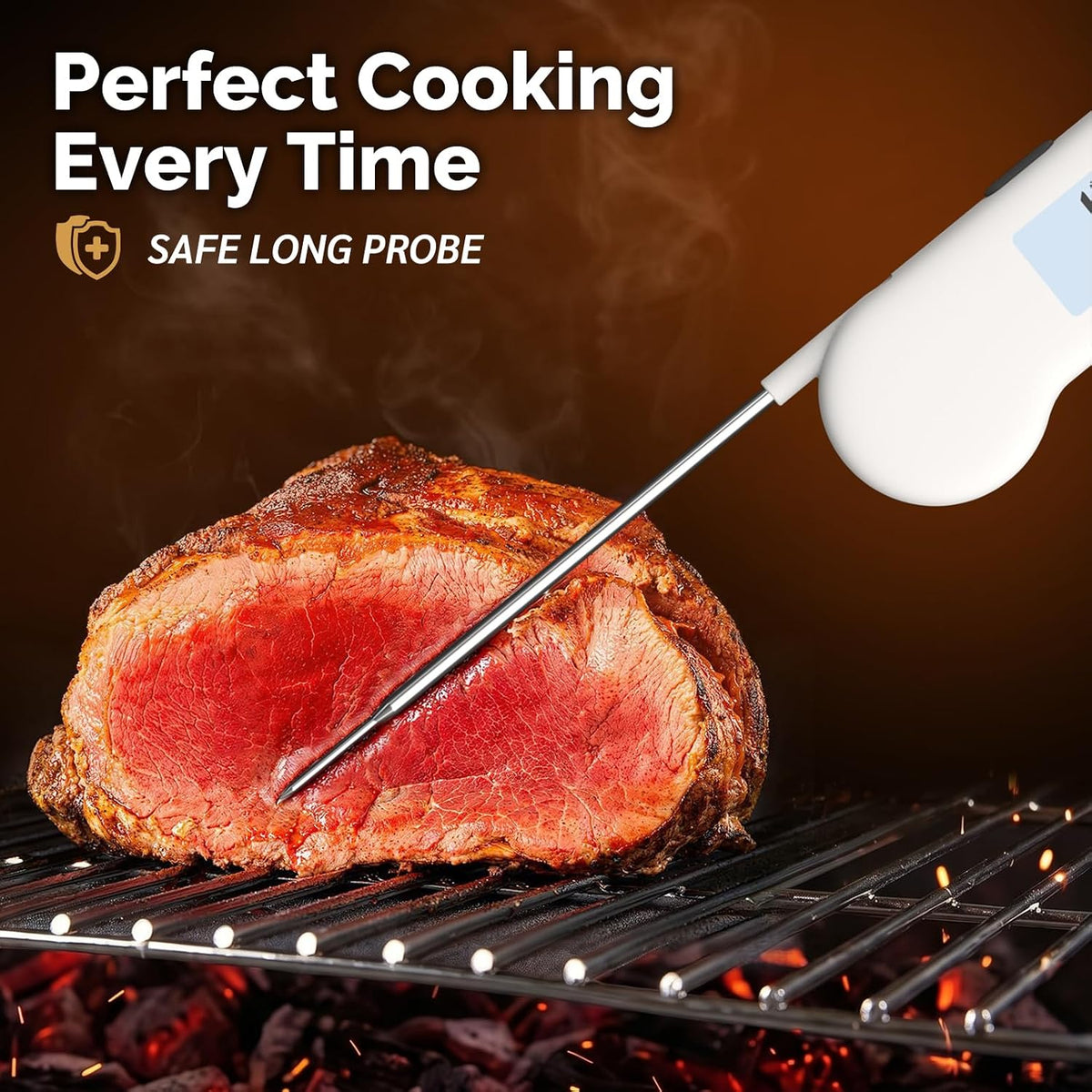 0.5 Sec Instant Read Meat Thermometer Digital for Outdoor Fryer, Black