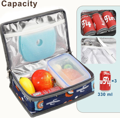 FlowFly Small Insulated Lunch box Portable Soft Bag Mini Cooler Thermal Meal Tote Kit with Handle for Work & School, Black