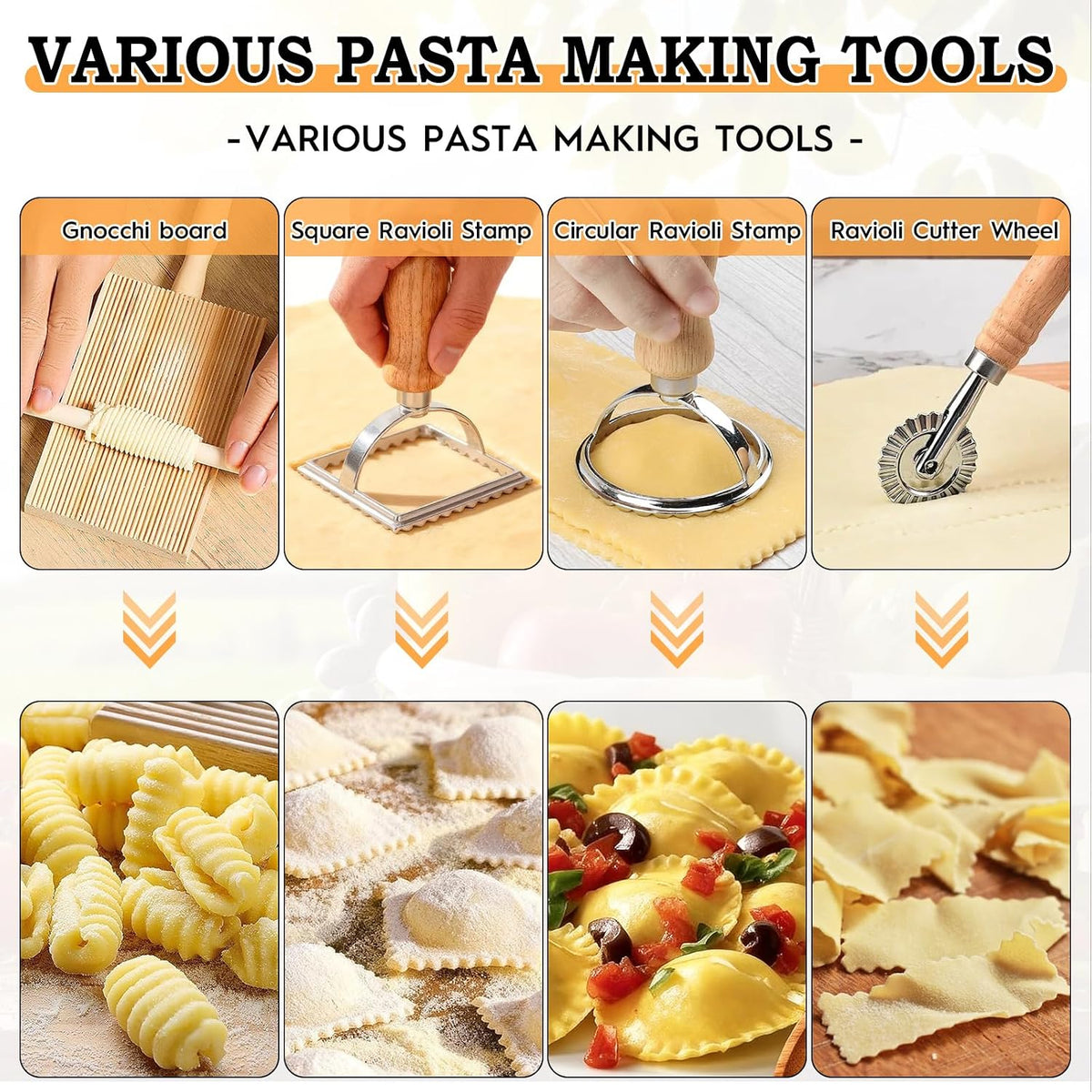 10 Pcs Pasta Making Tools Set with Pasta Drying Rack, Gnocchi Board